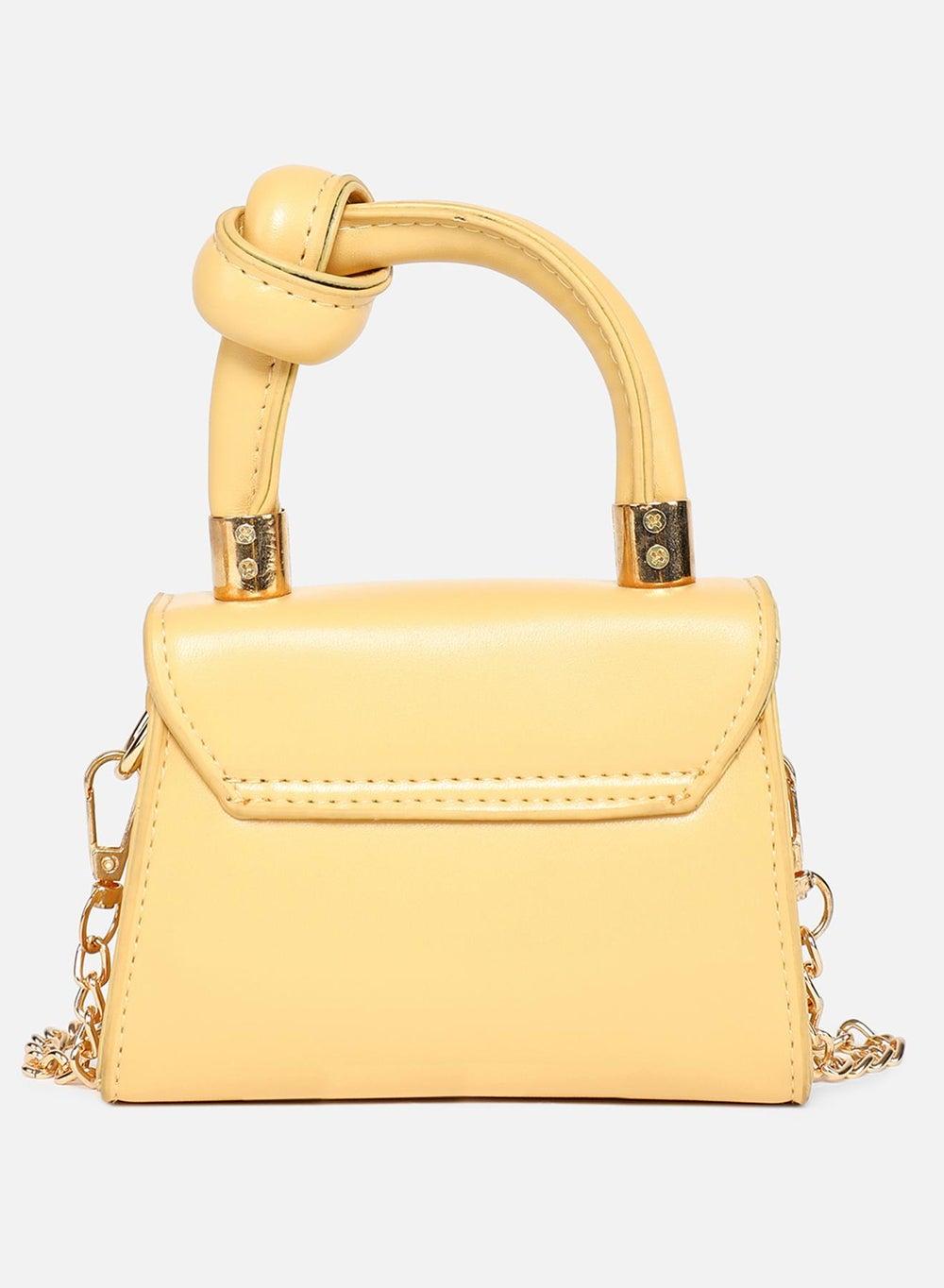 Haute Sauce Solid Yellow Flap Handbag for Women - Image 1