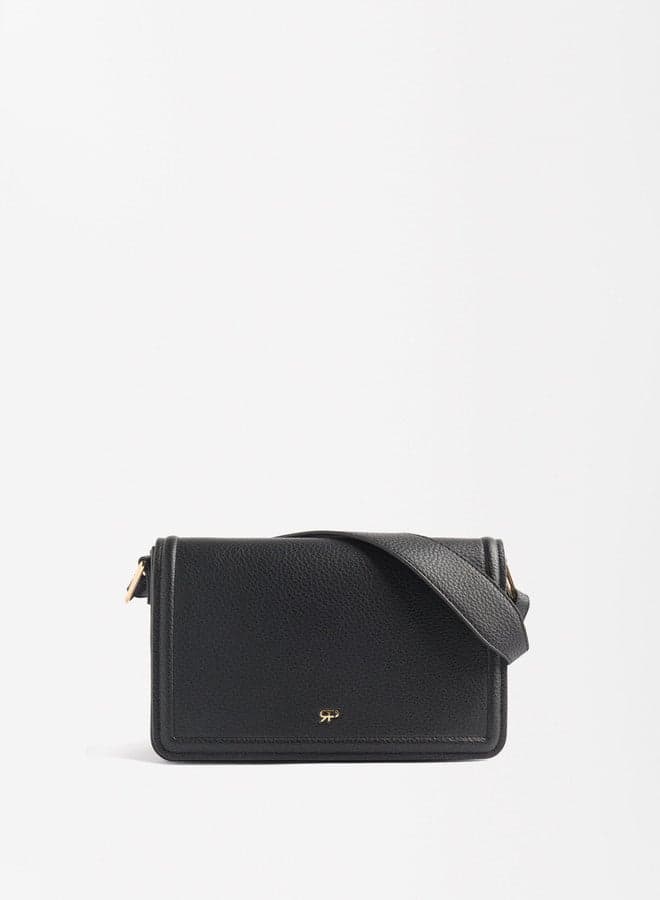 PARFOIS Elegant Black Shoulder Bag with Sleek Flap Closure - Image 1
