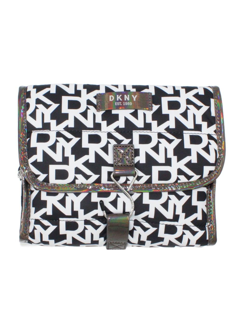 DKNY Signature Small Puffer Roll Cosmetic Bag - Sleek Black - Image 1