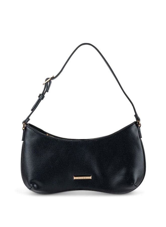Vincci Elegance: Black Solid Shoulder Bag for Women - Image 1