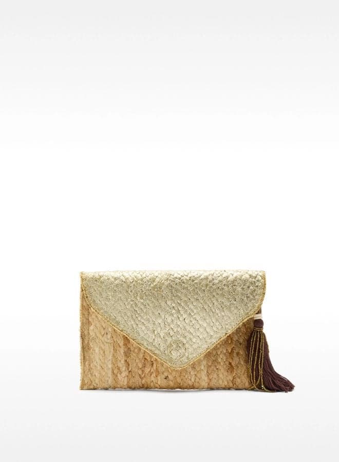 PARFOIS Brown Metallic Jute Party Bag - Elegant Accessory - Image 1
