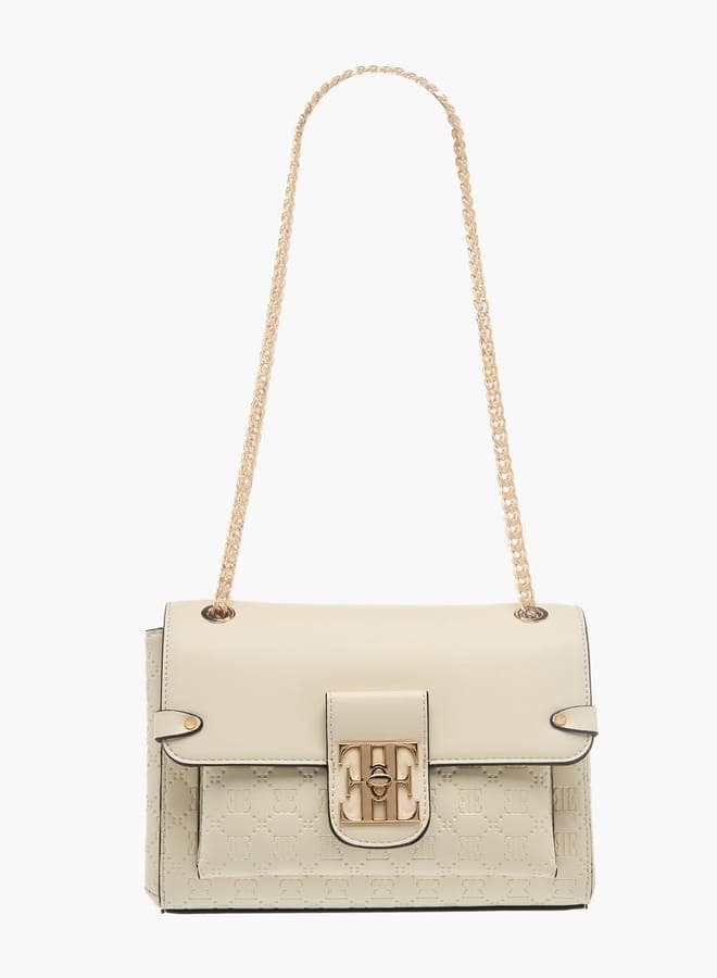 ELLE Monogram Embossed Crossbody - Elegant Chain Strap Design - Image 1