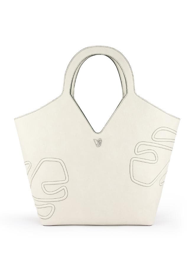 Veganologie White Maze Tote: Eco-Chic Fashion from Recycled Bottles - Image 1