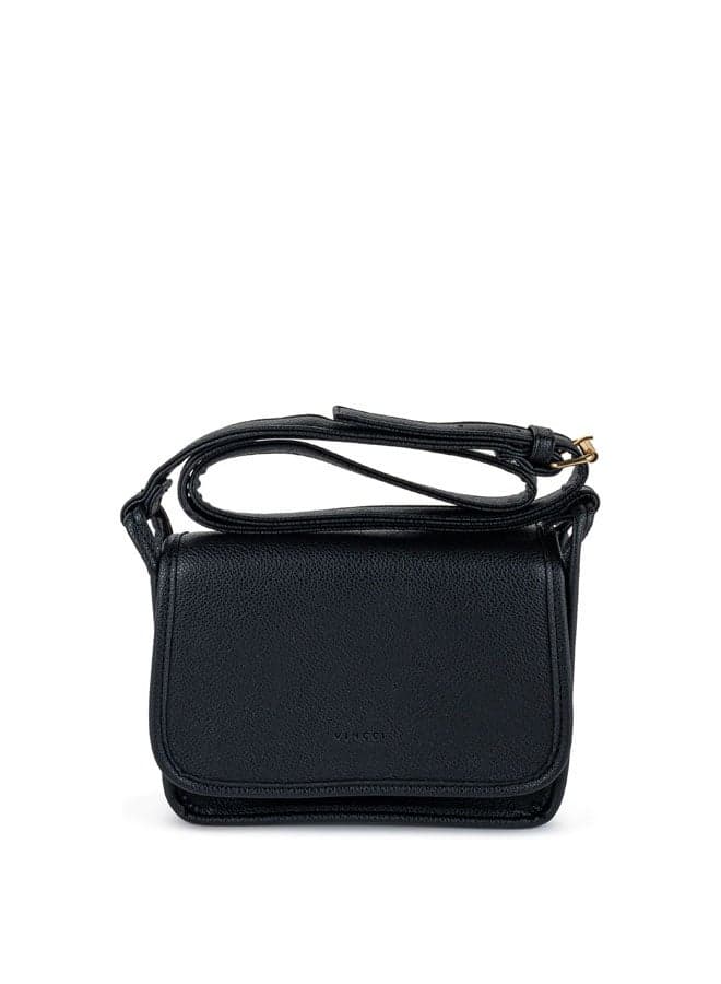 Vincci Elegance: Sleek Black Shoulder Bag with Adjustable Strap - Image 1