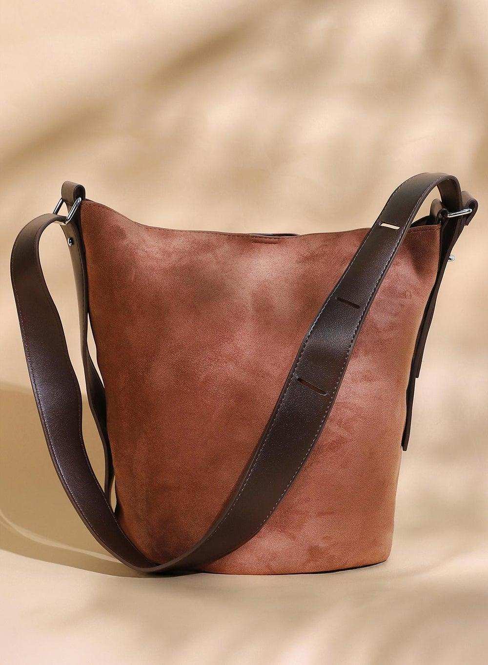 Haute Sauce Suede Zip Lock Handbag - Elegance on the Go - Image 1