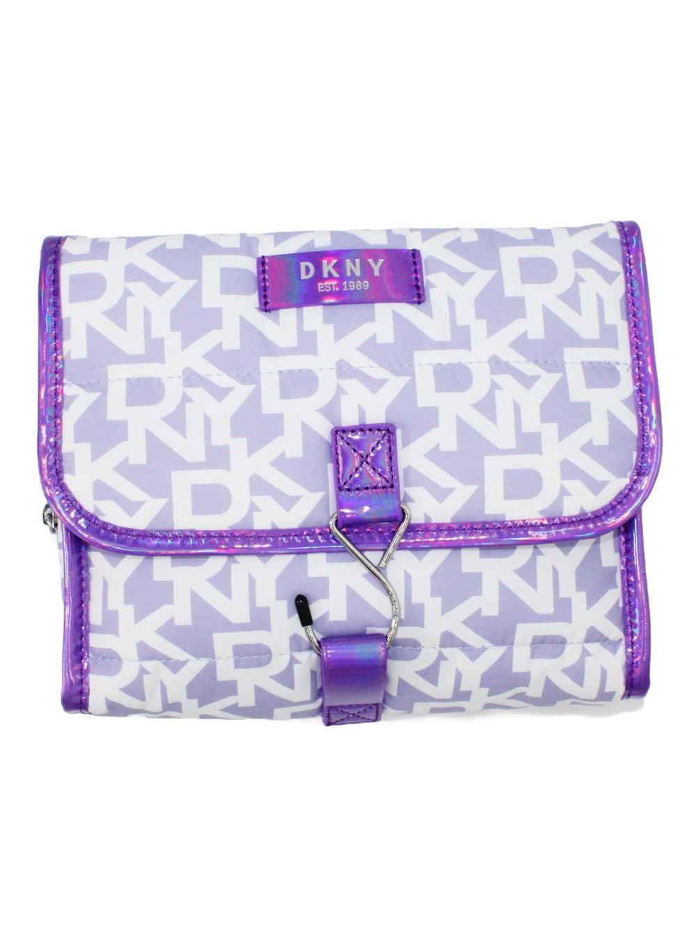 DKNY Signature Purple Lace Puffer Cosmetic Travel Bag - Image 1