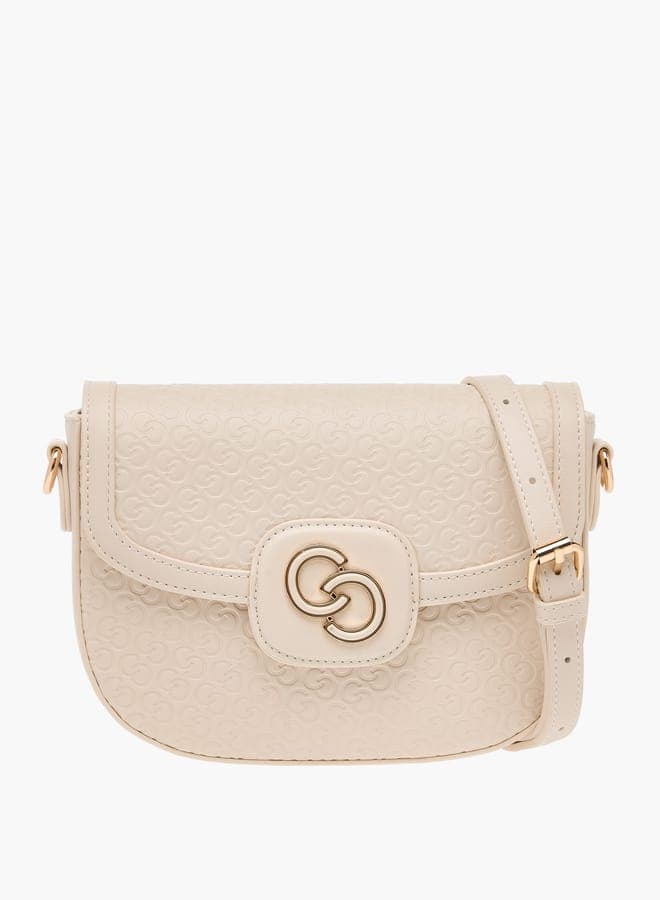 Celeste Monogram Elegance: Textured Crossbody with Adjustable Strap - Image 1