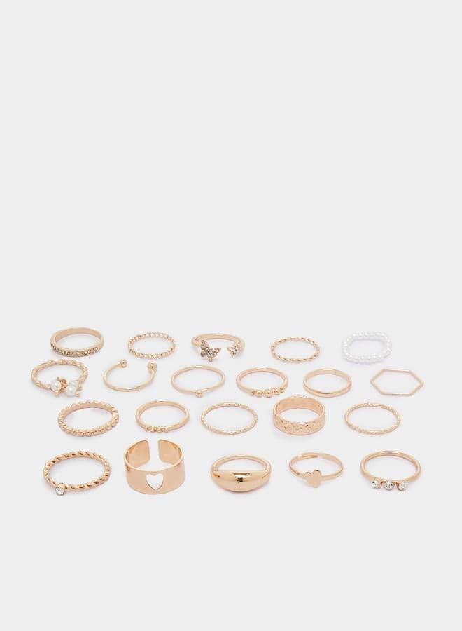 Styli Collection: Elegant Assortment of 21 Embellished Rings - Image 1