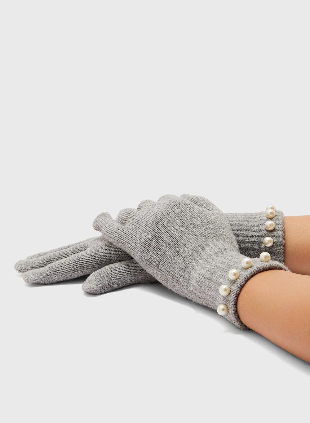 ELLA Pearl-Embellished Knit Gloves for Winter Elegance - Image 1
