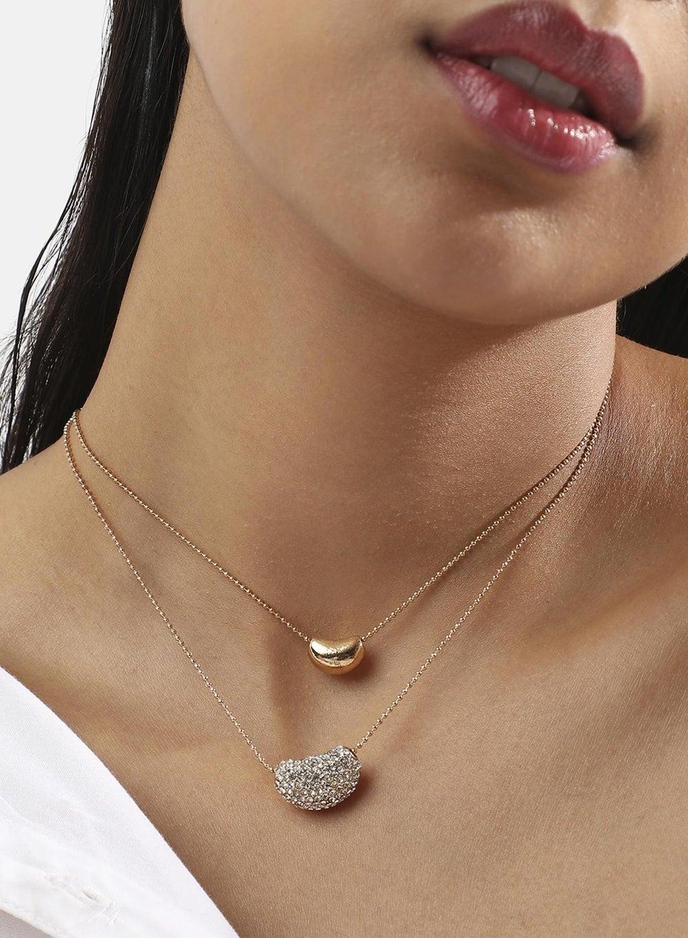 SOHI Glamorous Gold-Plated Green Choker Set for Women - Image 1