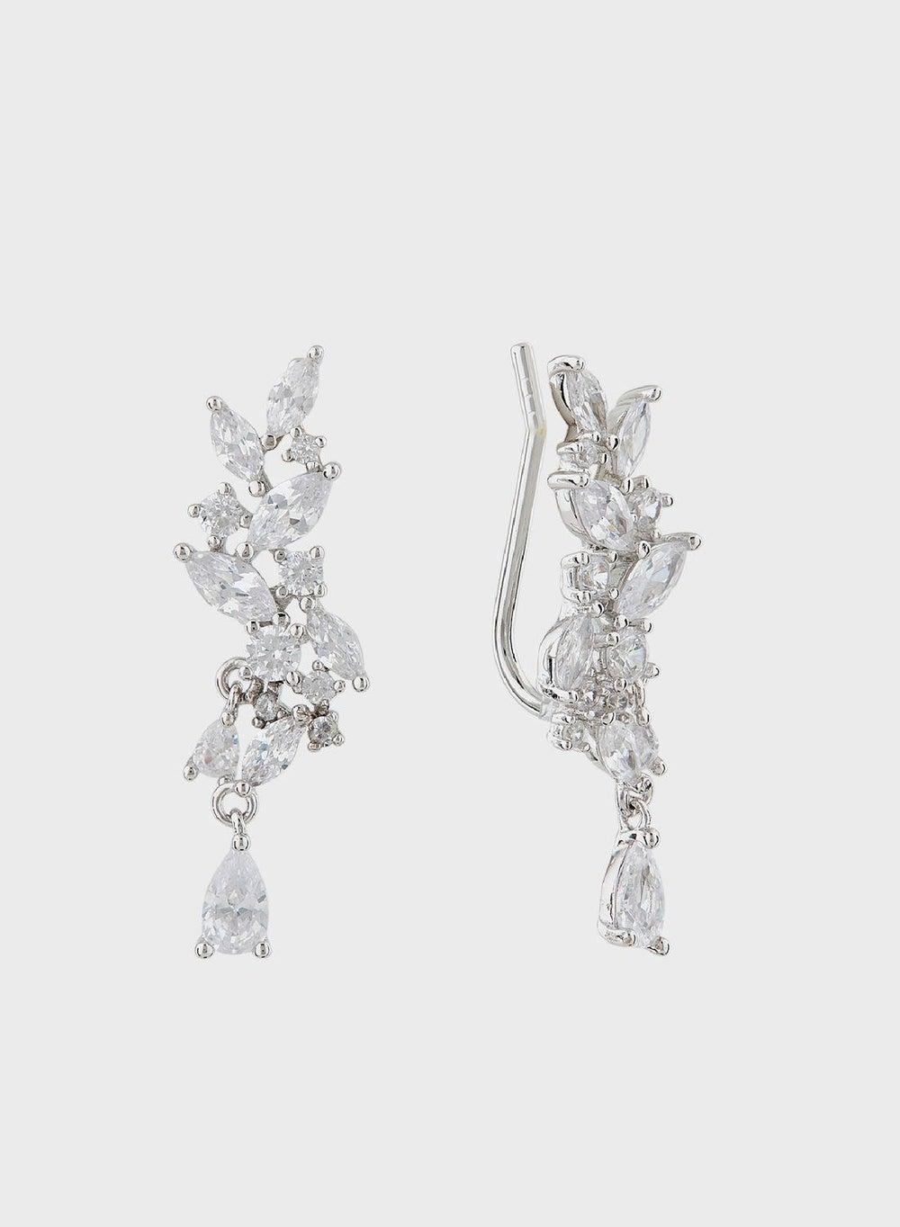 MOMNT Lace-Inspired Sterling Silver Earcuffs with Faux Stones - Image 1