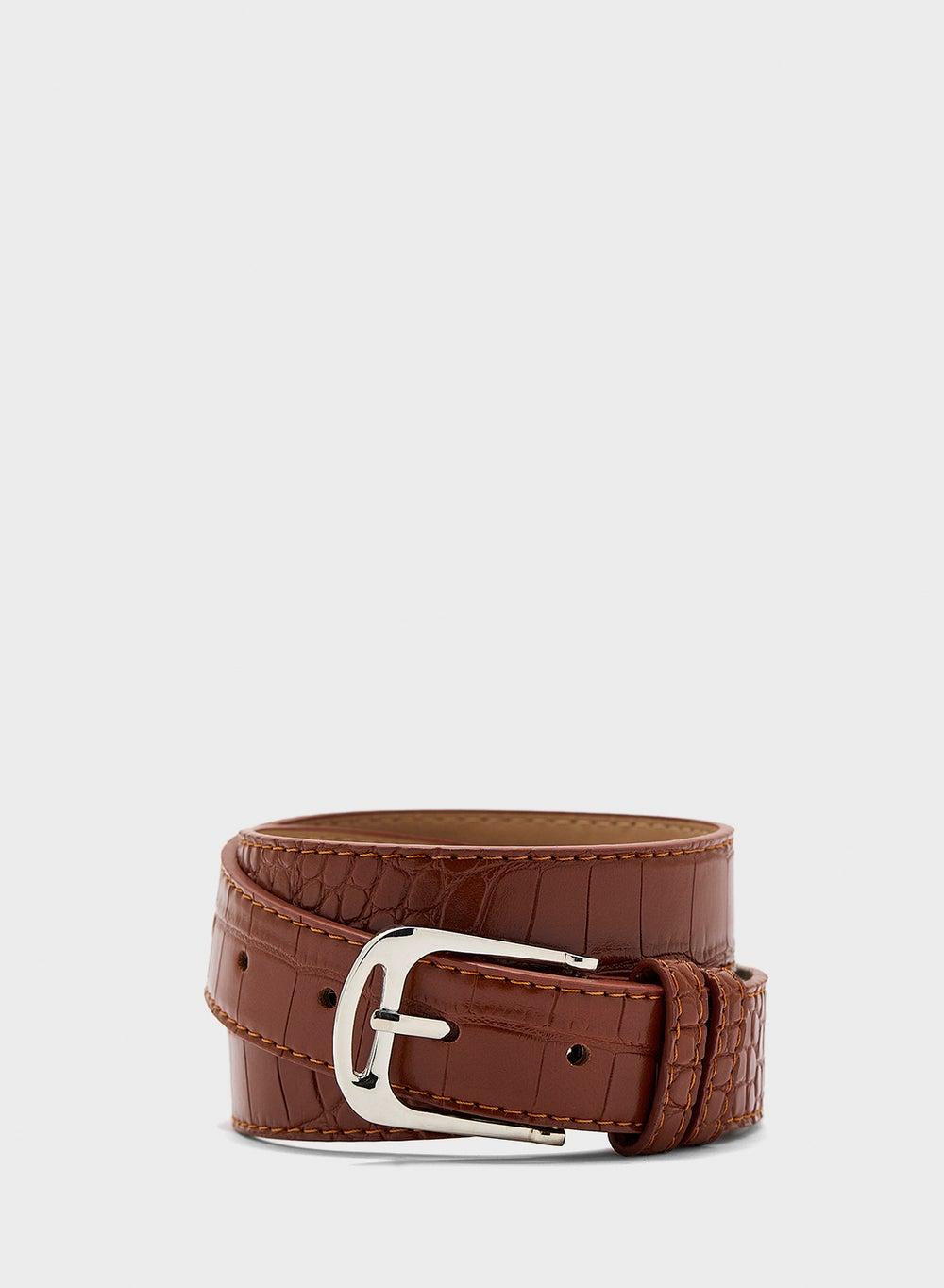 Elegant Ginger Croc Print Women's Belt - A Style Essential - Image 1