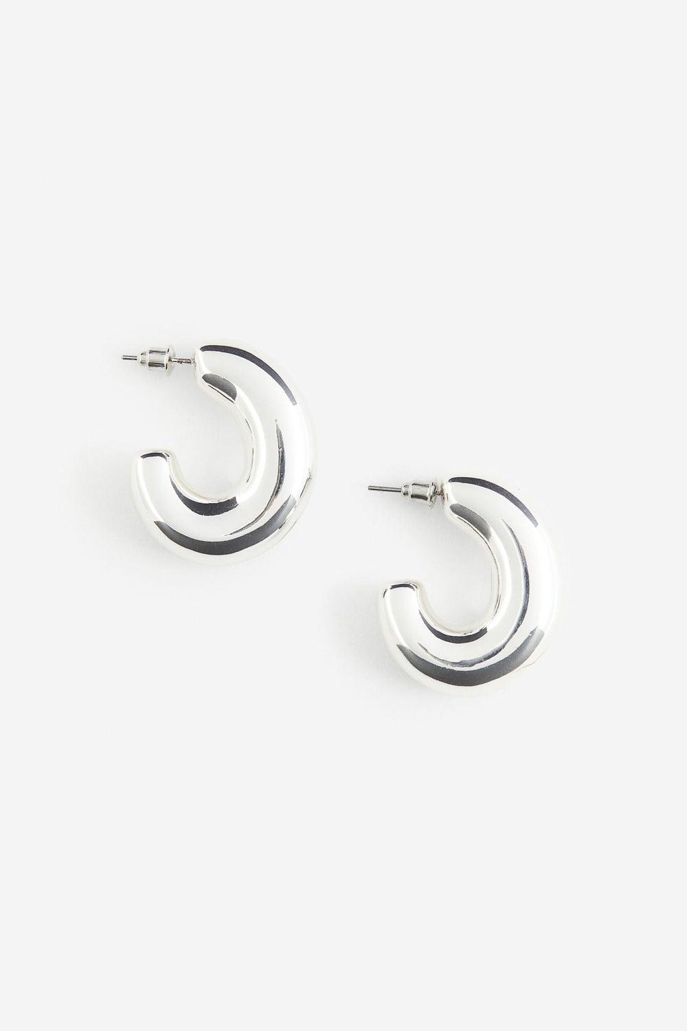 H&M Silver-Tone Chunky Elegance Hoop Earrings - Image 1