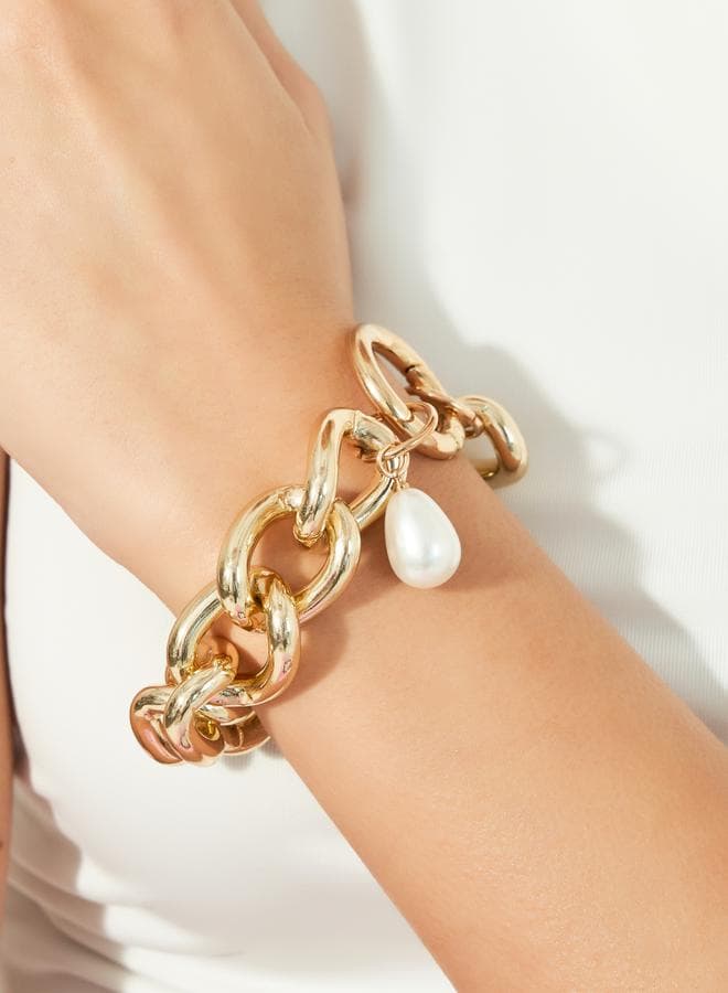 Styli Chunky Chain Pearl Drop Elegance Bracelet - Image 1