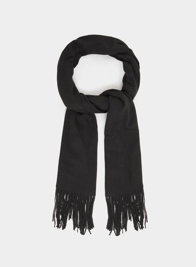 Styli Solid Scarf with Tasseled Edge Elegance - Image 1