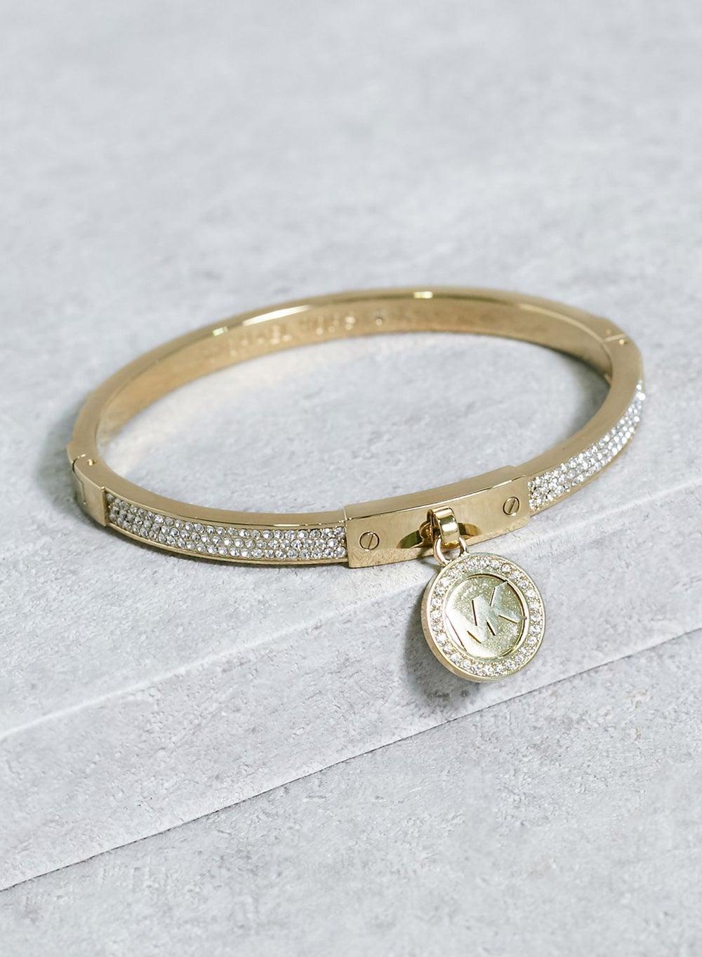 Michael Kors Rose Gold-Tone Cubic Zirconia Hinged Bangle - Image 1