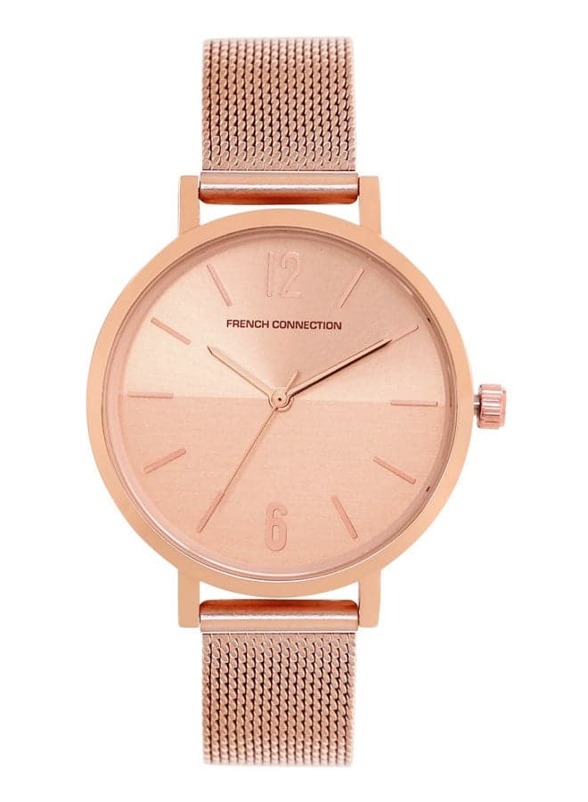 Elegant French Connection Women's Rose Gold Mesh Watch - Image 1