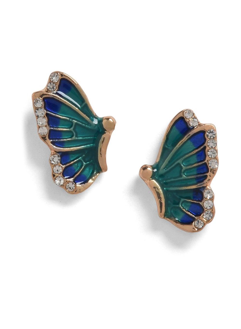 SOHI Blue Contemporary Stud Earrings – Chic Elegance - Image 1