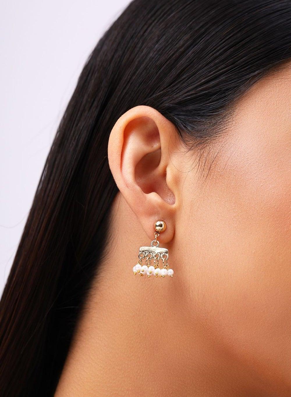 Priyaasi White Pearls Gold-Plated Drop Earrings for Women - Image 1