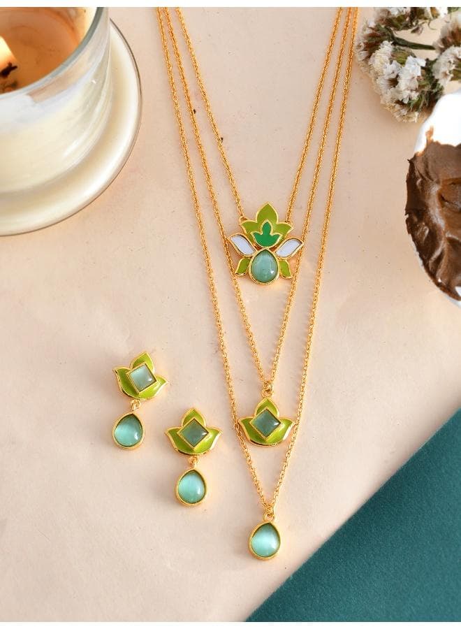 VOYLLA Forever More Green Layered Necklace Elegance Set - Image 1