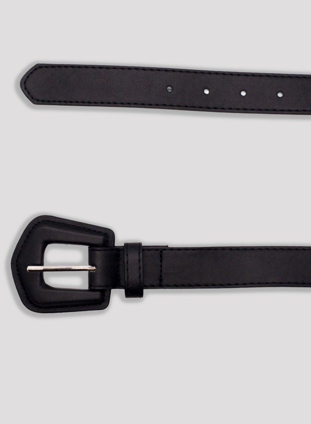 AMICA Vegan Leather Large Buckle Belt - Elegant Black - Image 1