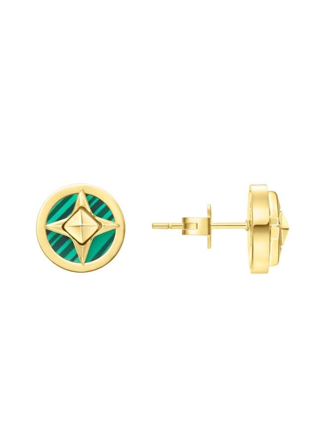 POLICE Lucky Star Gold-Plated Malachite Earrings - Image 1