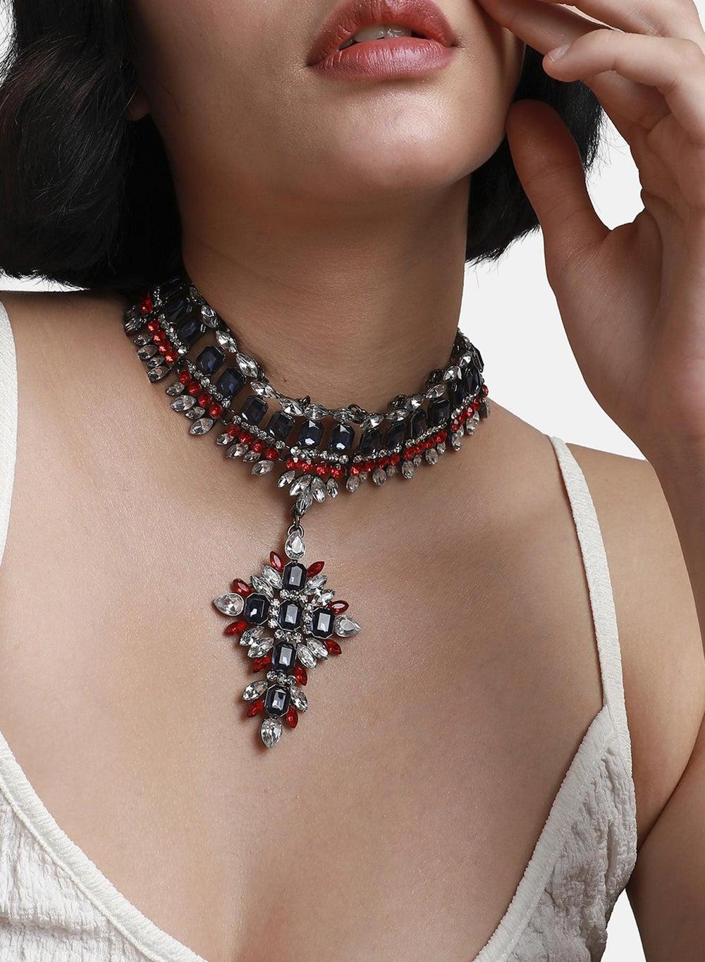 SOHI Glamorous Gold-Plated Beaded Necklace Set - Image 1