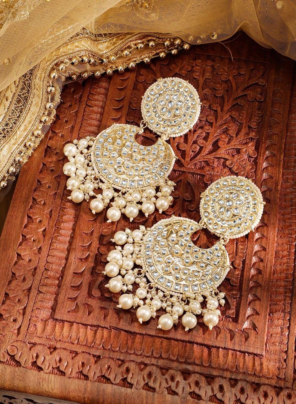 Priyaasi Gold-Plated Kundan Chandbalis for Elegant Evenings - Image 1