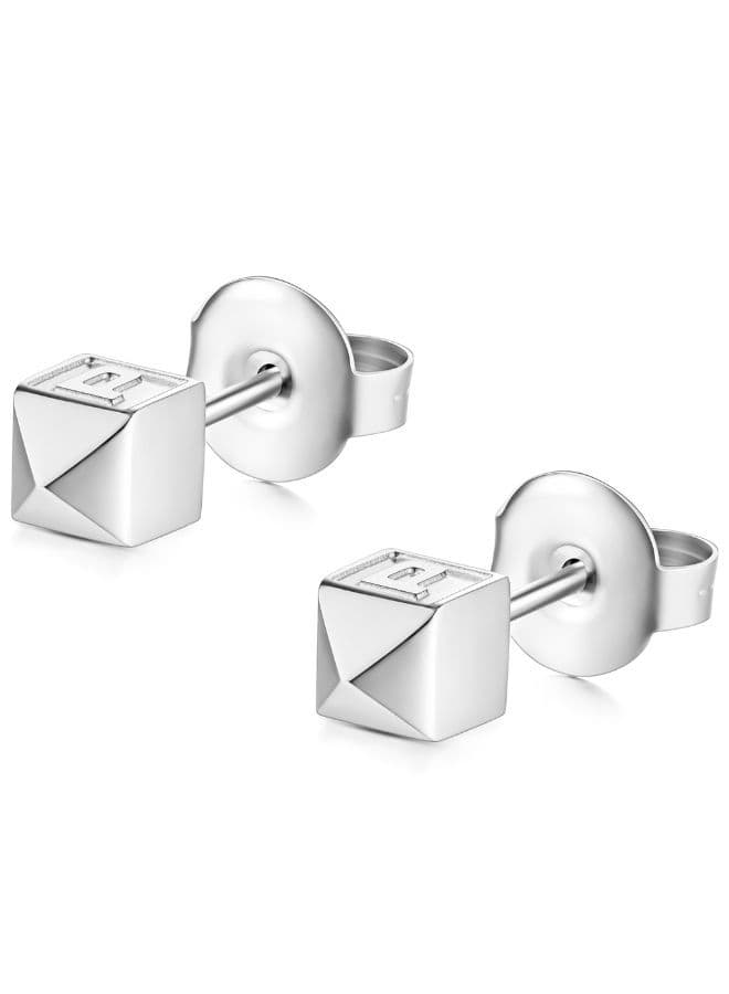 POLICE Cubet Pyramid Stud Earrings in Silver for Women - Image 1