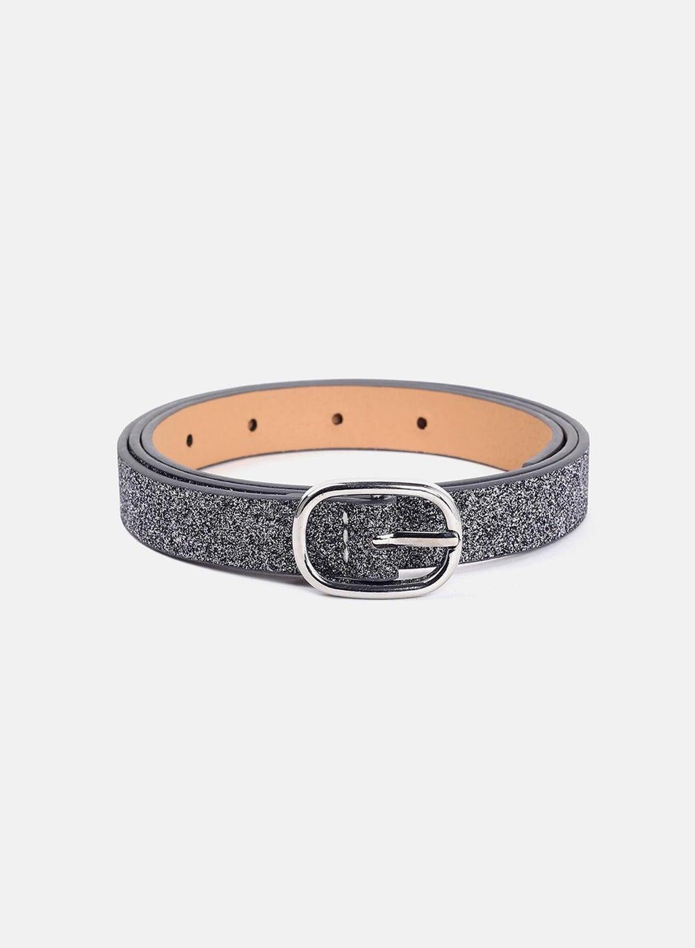 Haute Sauce Black Textured Shimmer Belt - Elegance for Women - Image 1