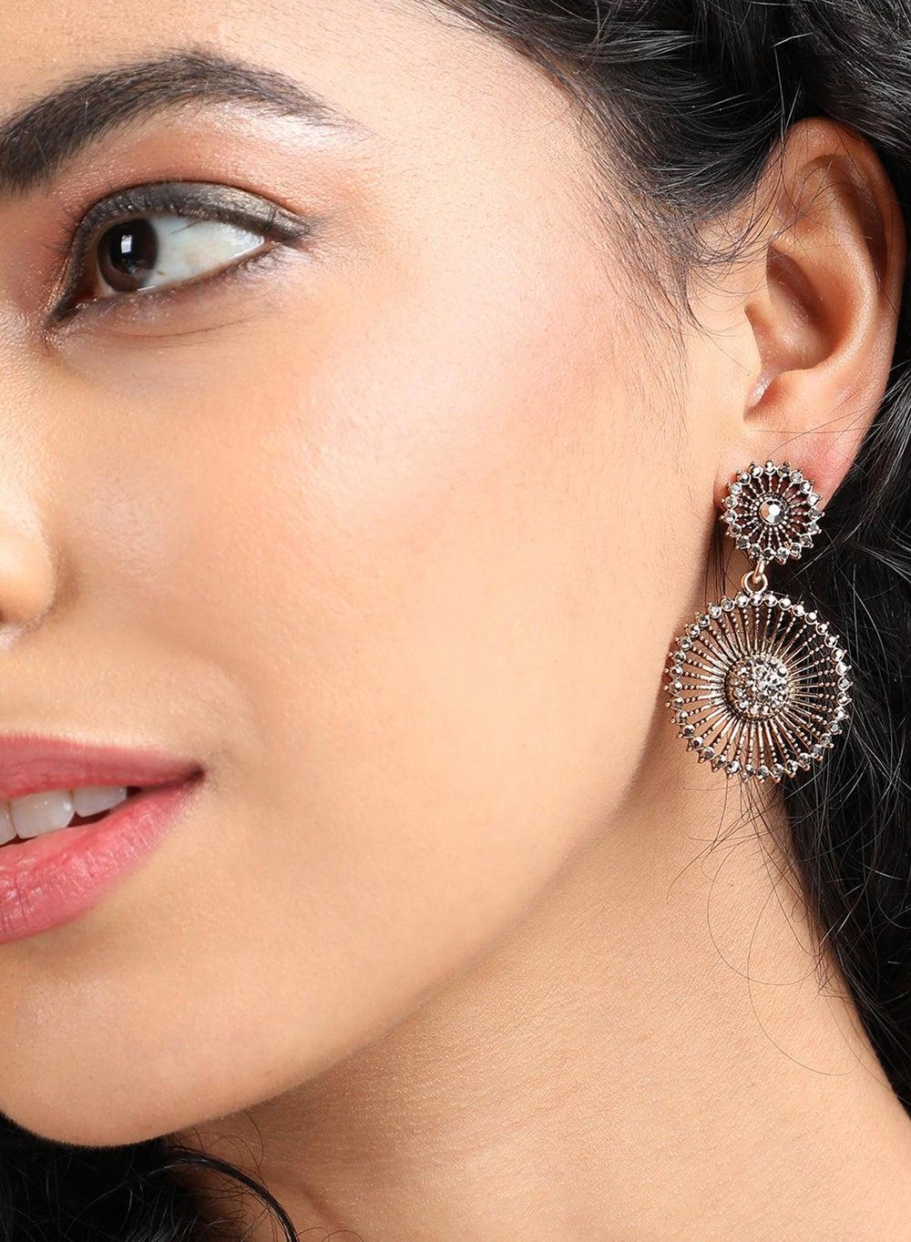 SOHI Crystal Lined Triangle Elegance - Glamorous Drop Earrings - Image 1