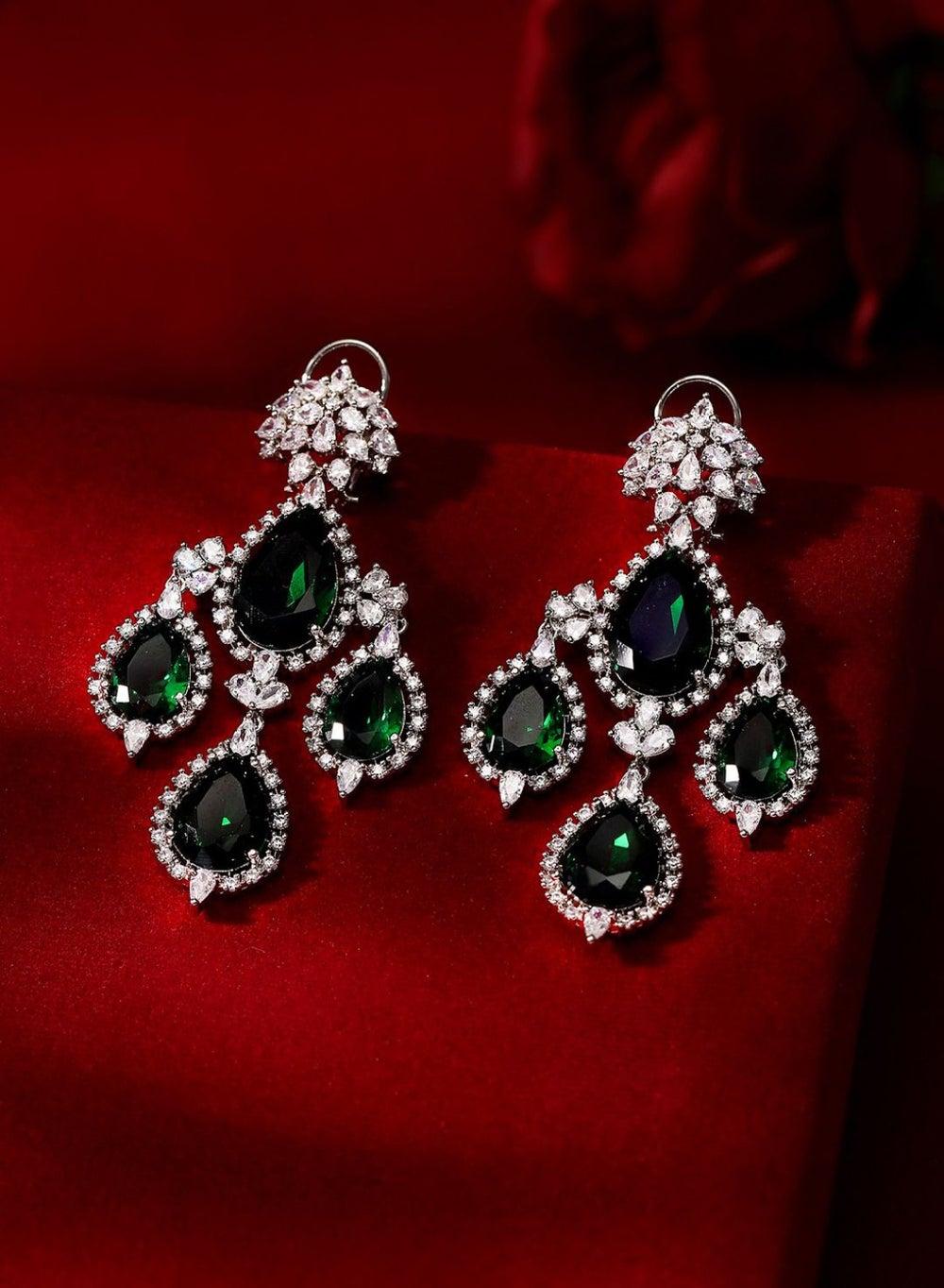 Priyaasi Teardrop American Diamond Drop Earrings - Image 1