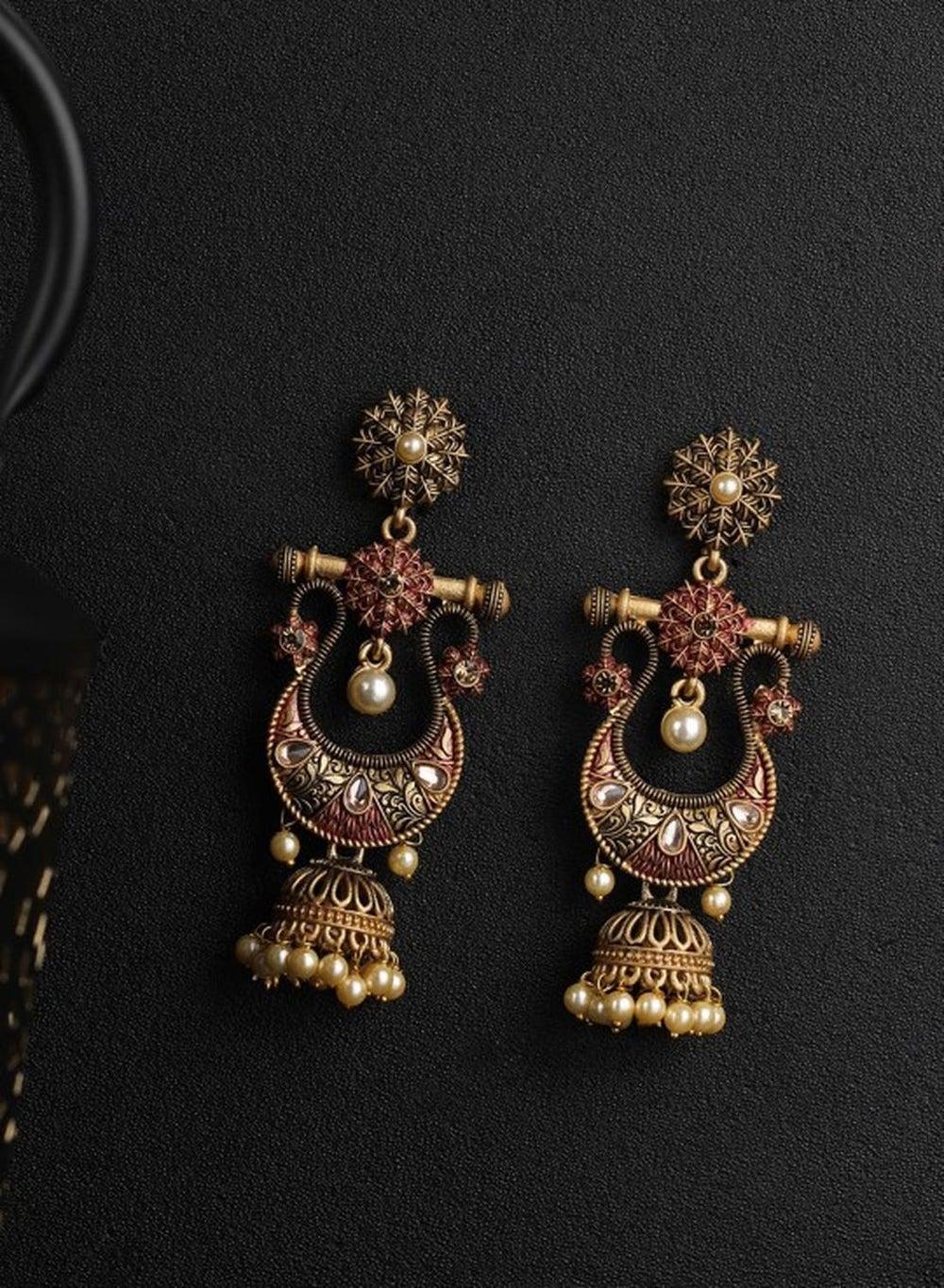 Priyaasi Pink Contemporary Jhumkas: Elegance for Every Occasion - Image 1