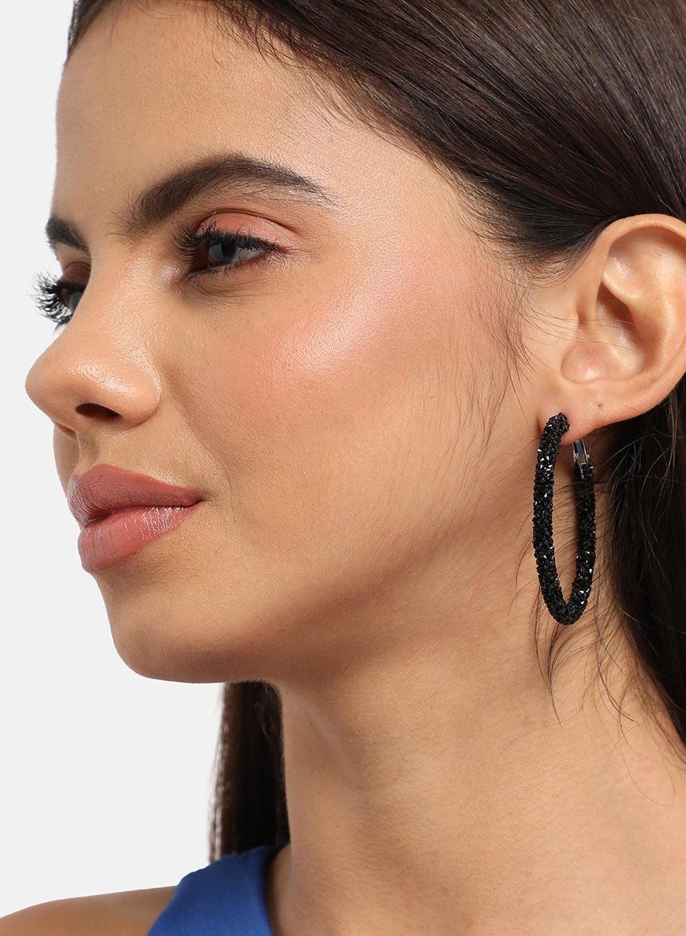 SOHI Cluster Hoop Earrings - Embellished Elegance - Image 1