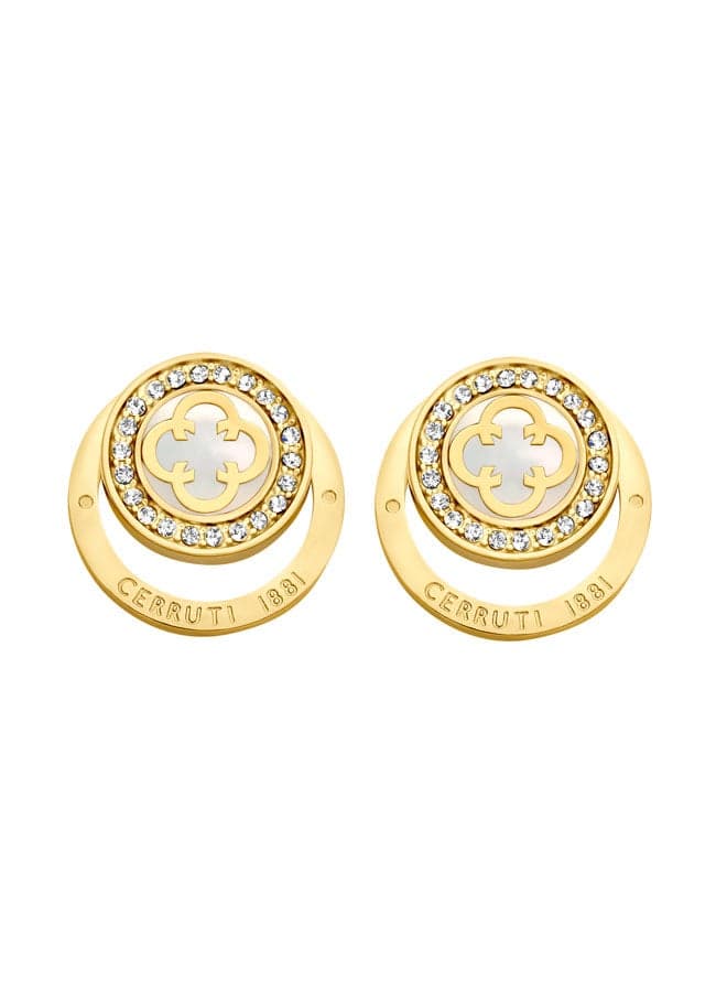 CERRUTI 1881 Gold-Plated Geometric Earrings with Crystals - Image 1