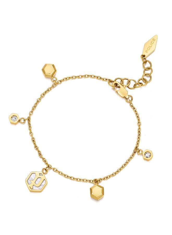 POLICE Exagon Women's Yellow Gold-Plated Charm Bracelet - Image 1