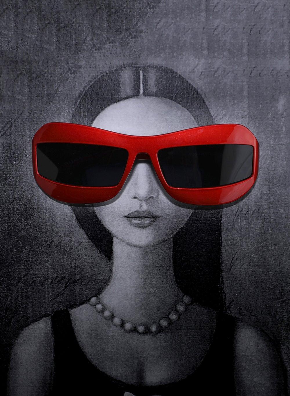 Haute Sauce Chic Rectangular Sunglasses - Red, Women's Edition - Image 1