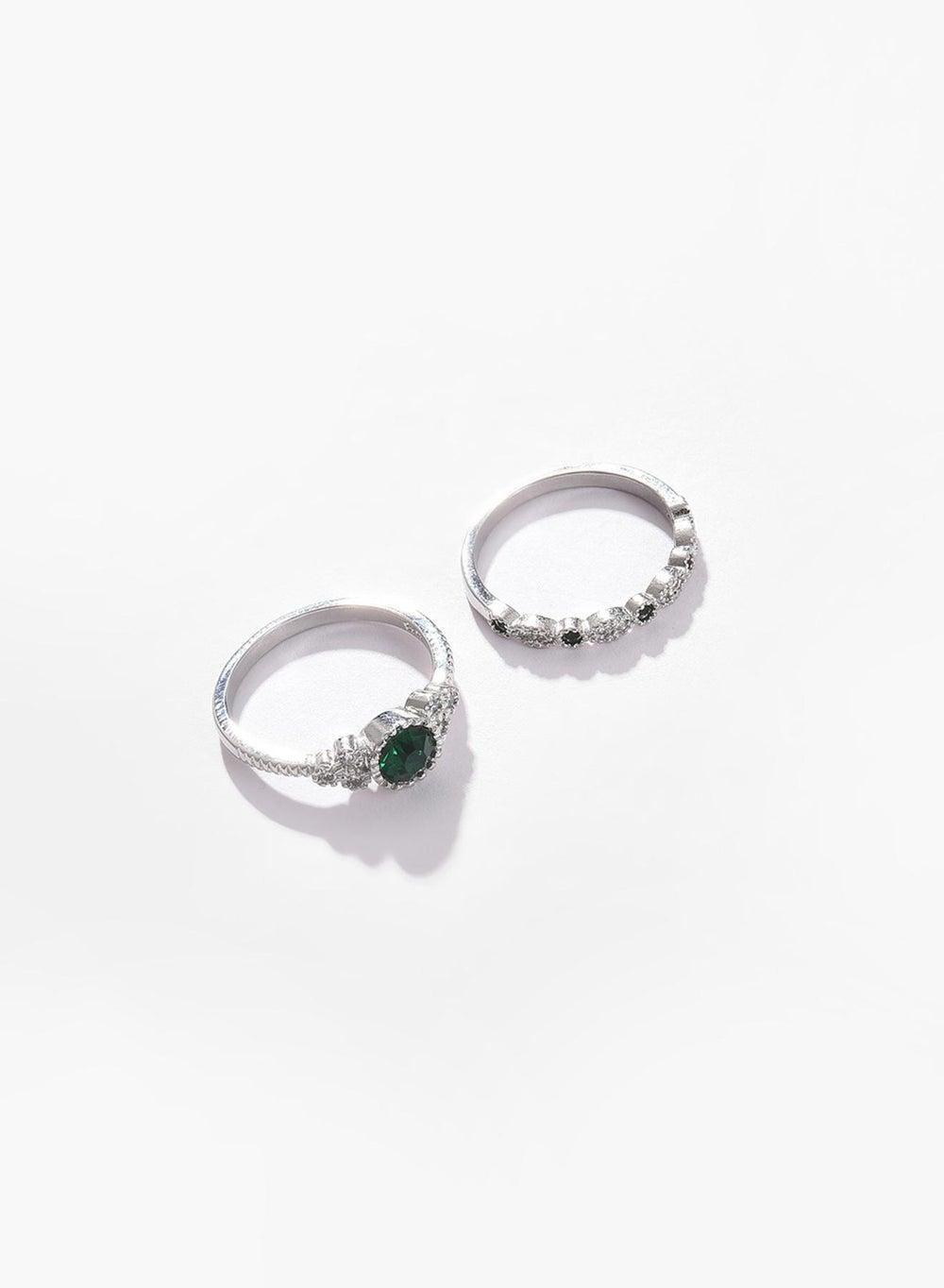 SOHI Elegance Duo: Stone-Studded Designer Rings - Image 1