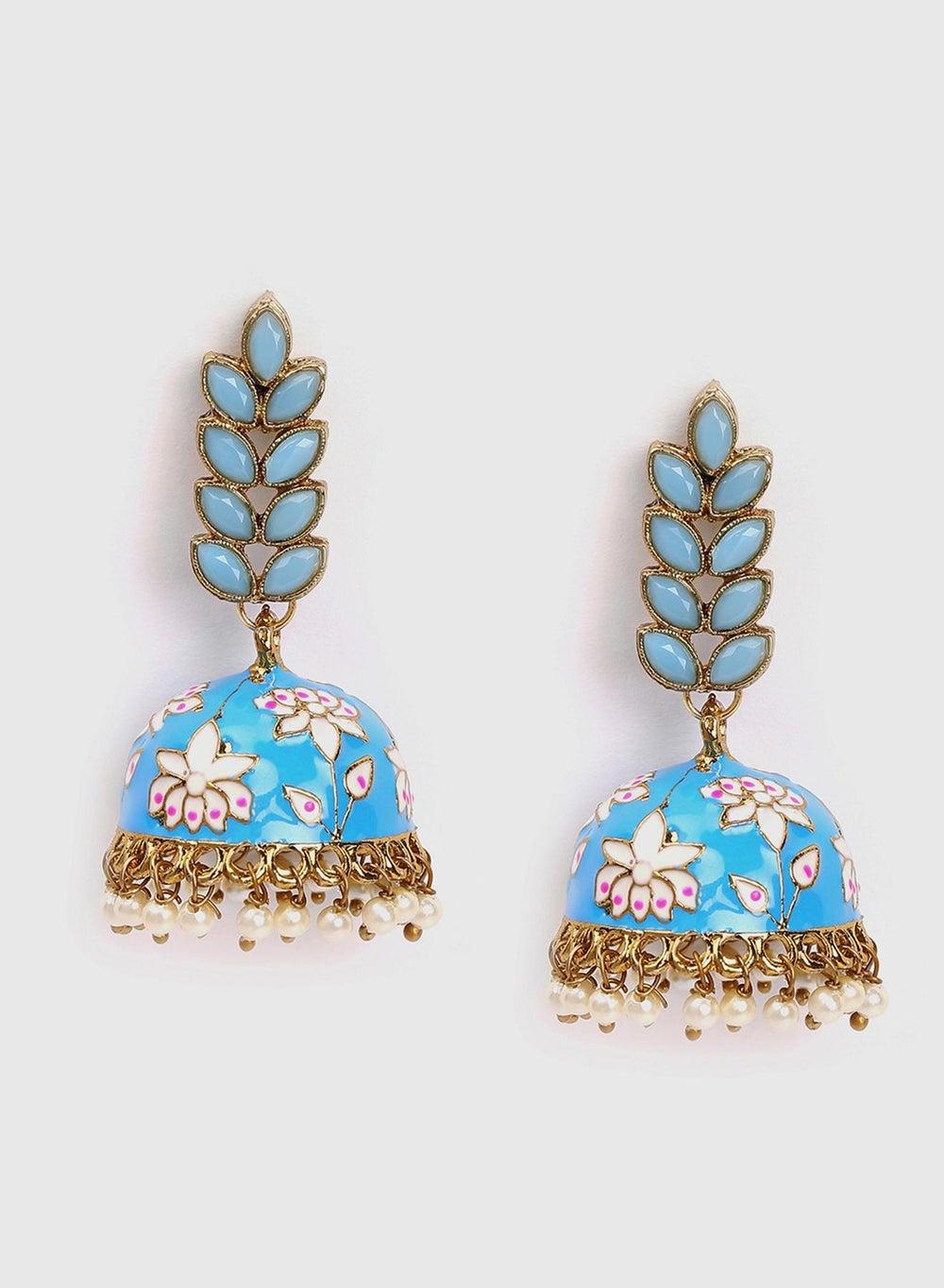 SOHI Blue & White Elegance: Contemporary Drop Earrings - Image 1