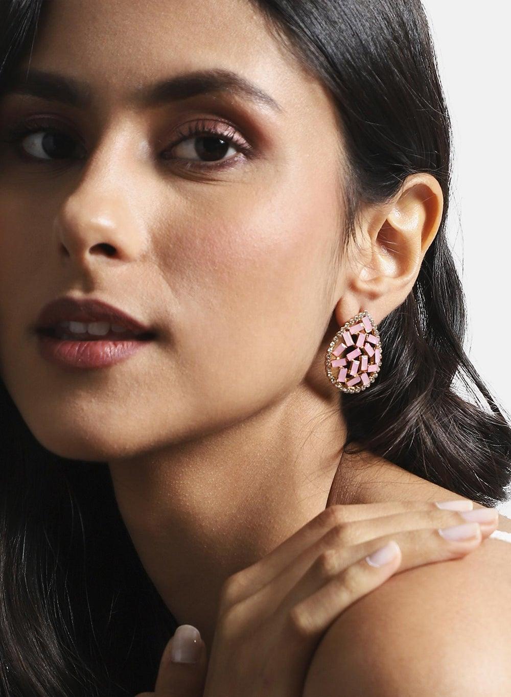 SOHI Pear Stone Elegance Stud Earrings – Radiant Fashion - Image 1