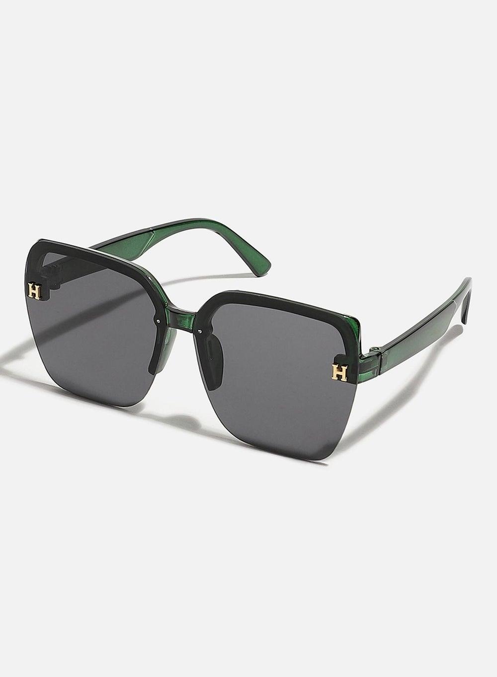 Haute Sauce Chic Oversized Sunglasses - Black & Green - Image 1