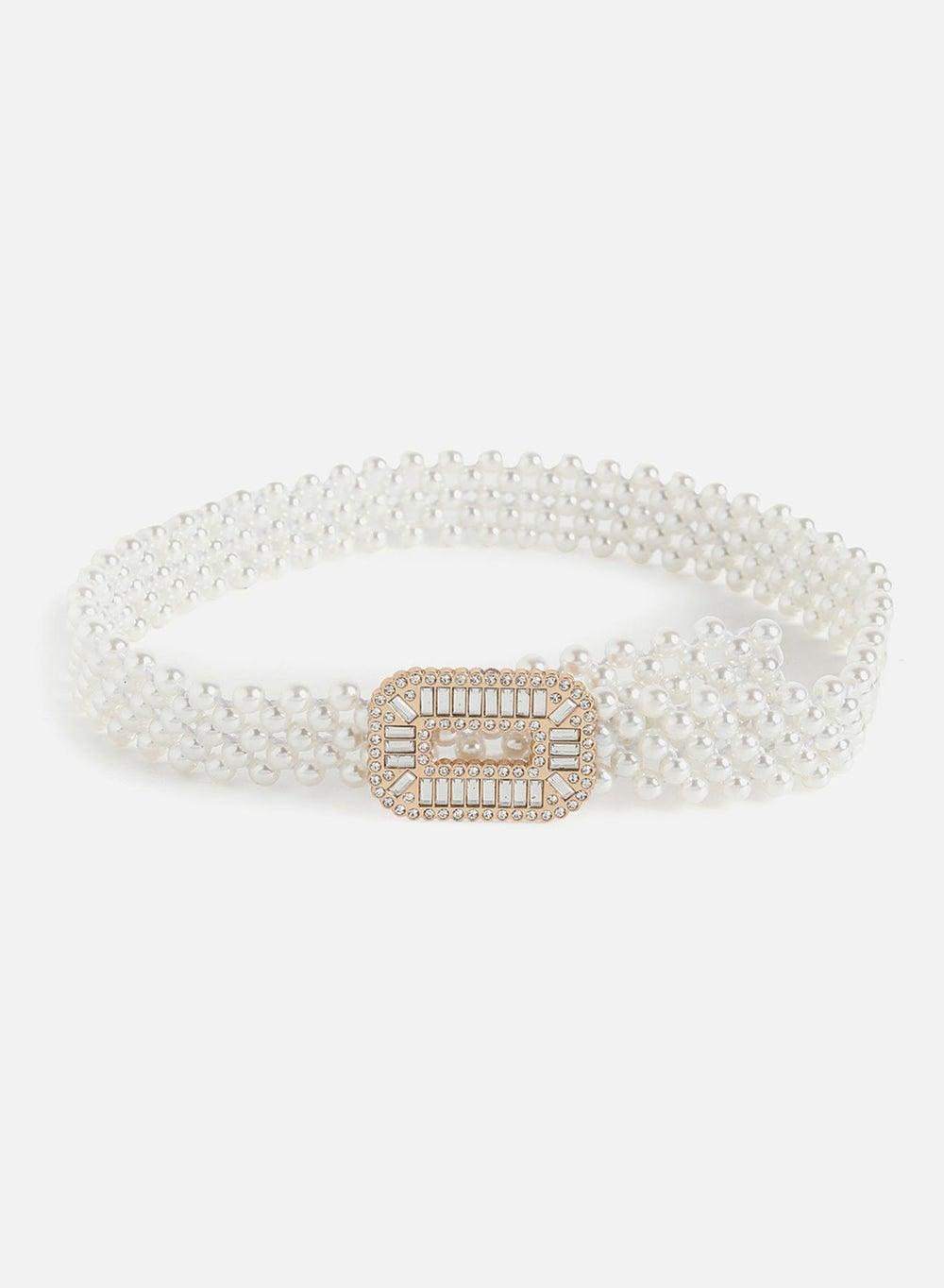 Haute Sauce Elegant White Waist Belt for Women - Image 1