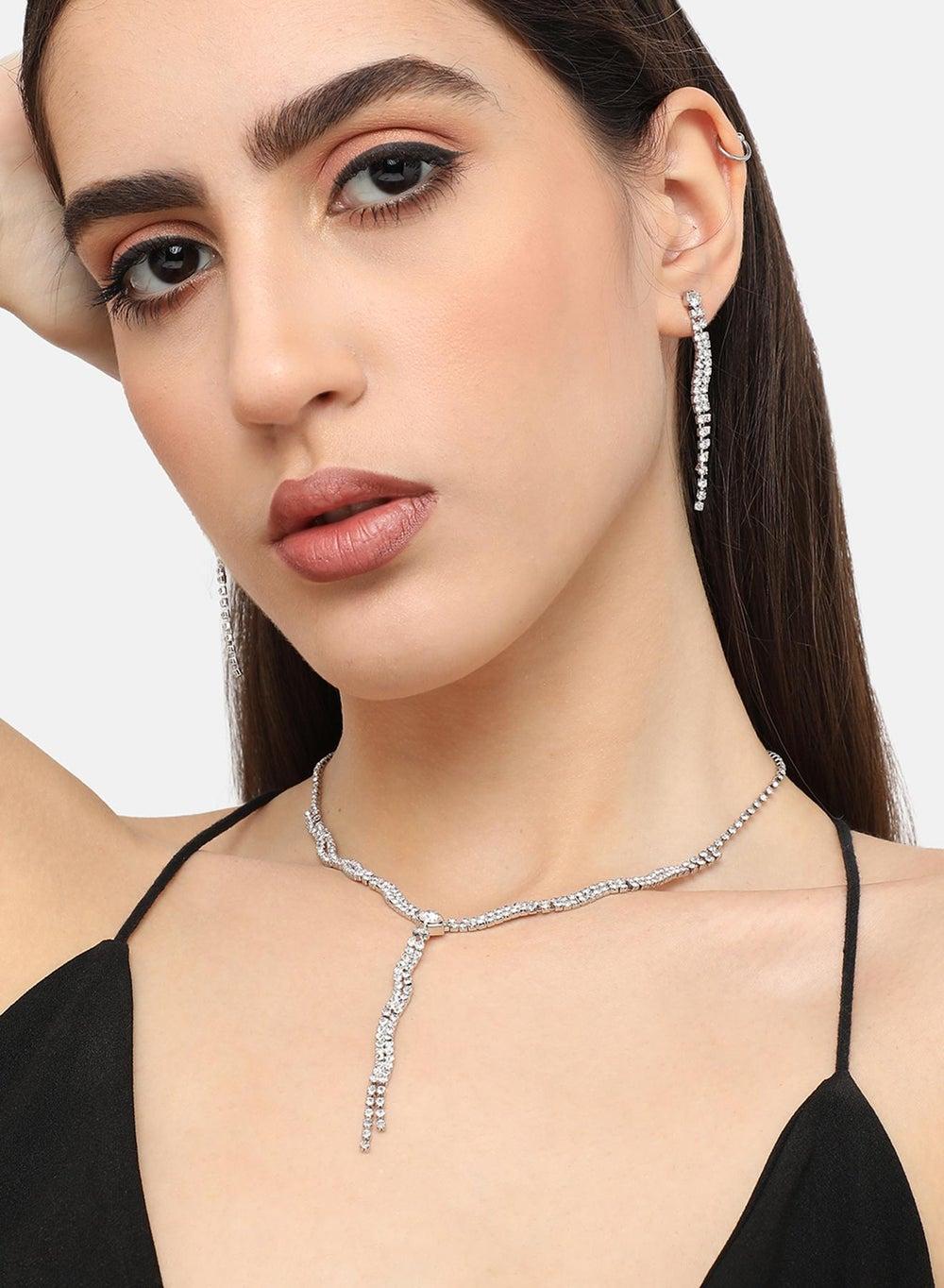 SOHI Glamorous Gold-Plated Green Choker Set - Image 1