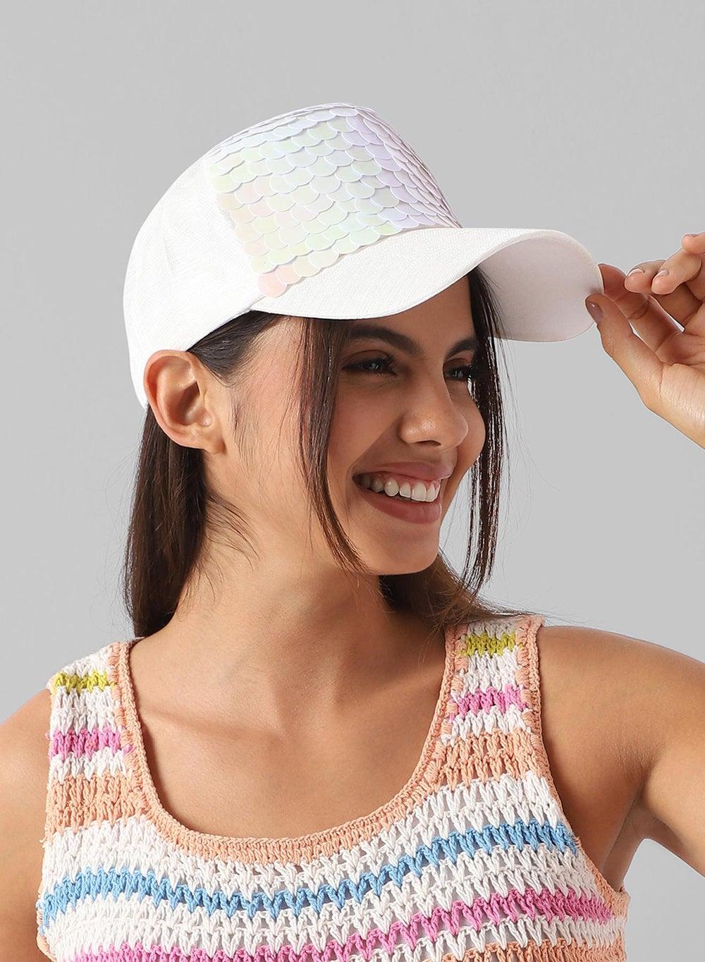 Haute Sauce Maxi Sequin Baseball Cap - Chic White - Image 1