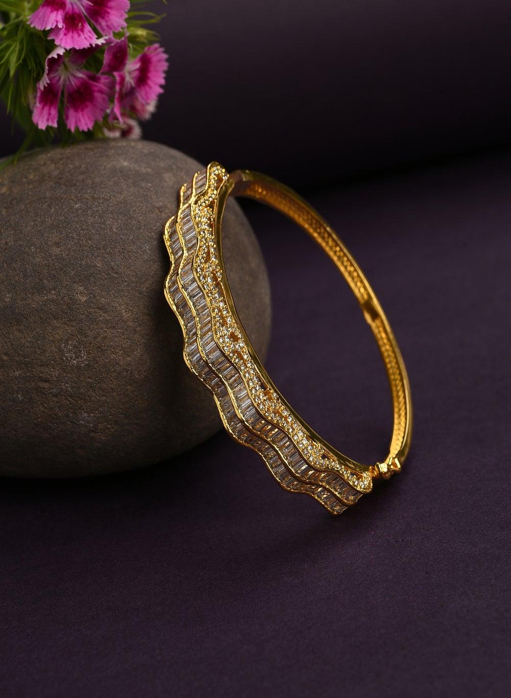 SOHI Stone Studded Elegance - Bangle Bracelet - Image 1