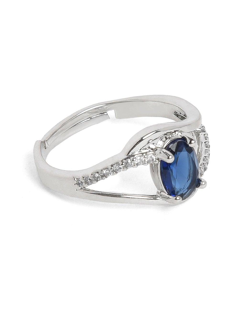 SOHI Blue Stone-Studded Elegance - Minimalist Ring for Women - Image 1