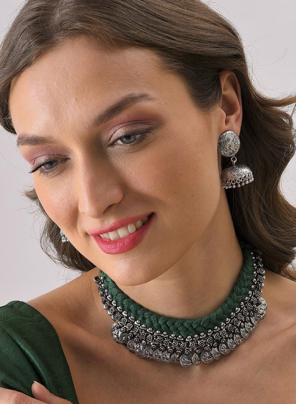 SOHI Radiant Crystal Coin Jewellery Set for Women - Image 1