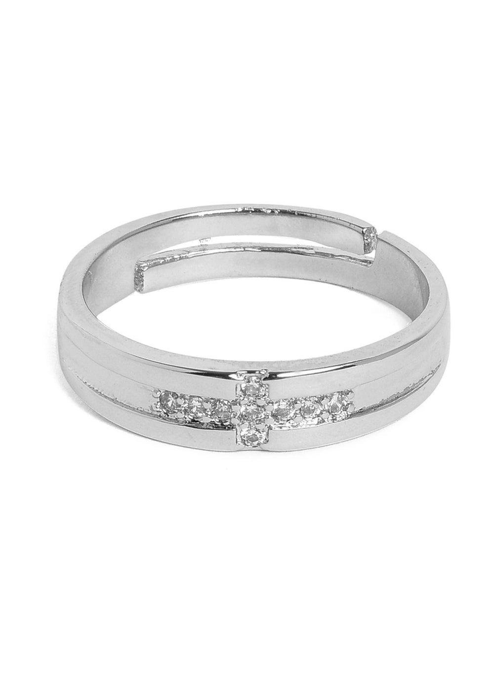 SOHI Oxidised Stone-Studded Elegance Finger Band - Image 1