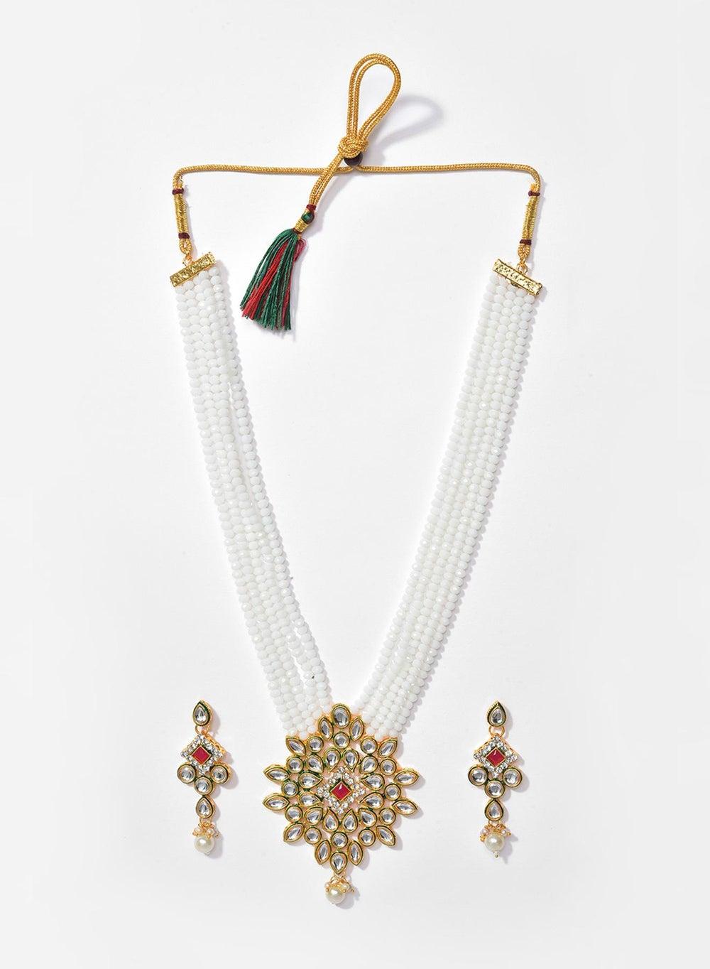 SOHI Elegance White Stone Beads Necklace Set for Women - Image 1