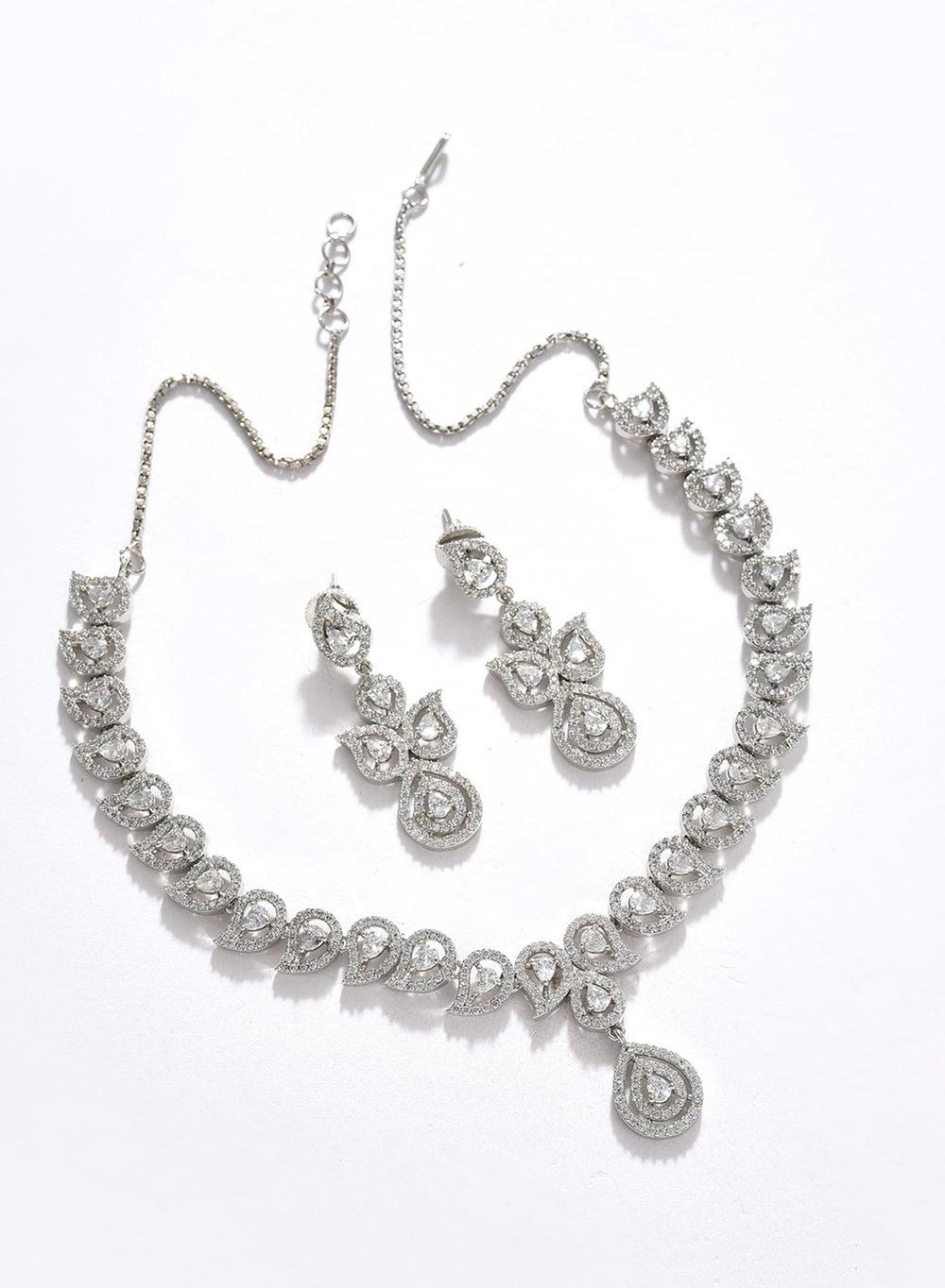 SOHI White Stone-Studded Elegance Jewelry Set for Women - Image 1